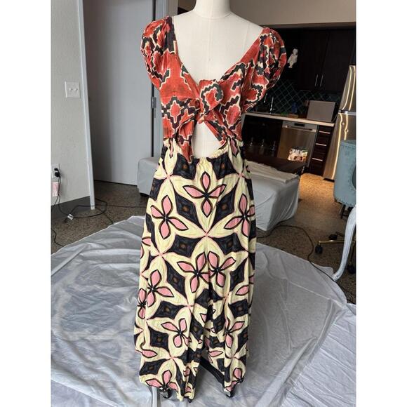 Free People Bali Golden Age Jumpsuit Sz L large Boho Wide-Leg Excellent - Picture 4 of 8